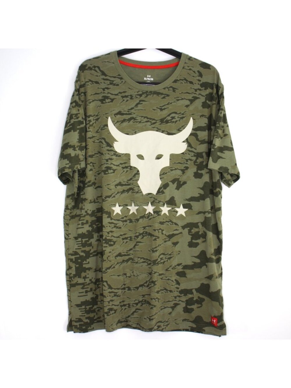Under Armour Mens XL Loose Project Rock Veterans Day Big Logo Camo T-Shirt F1430